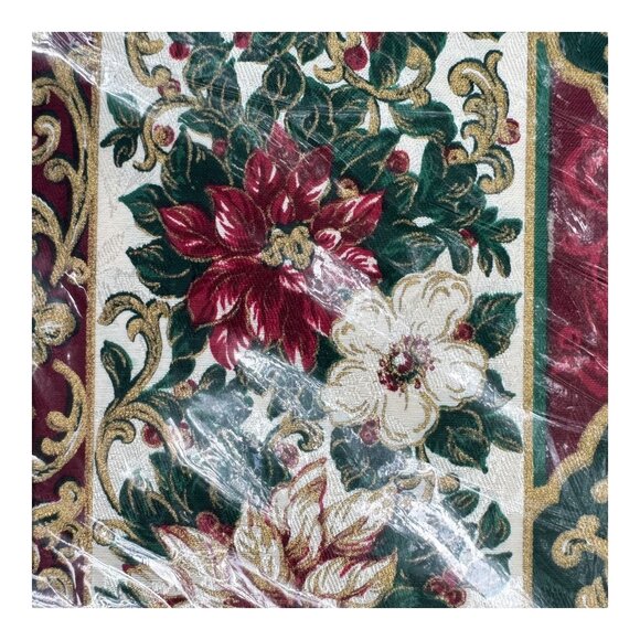 Holiday Statements Venetian Holiday 60X84" Obl Tablecloth Red/Grn/Gold Floral - Picture 5 of 7
